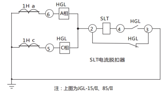 JGL-11/Ⅱ二相靜態反時限過流繼電器典型應用接線圖
