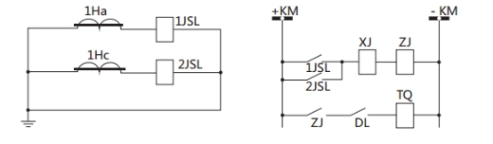 JSL-24繼電器構成的二相式定時限保護的原理圖