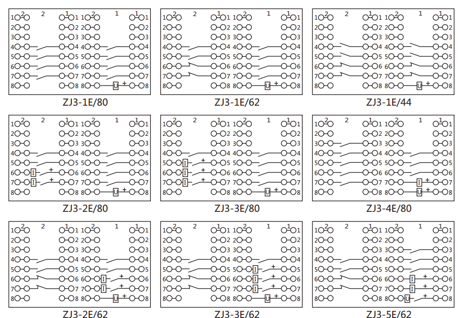 ZJ3-3E/80快速中間繼電器內部接線圖及外引接線圖